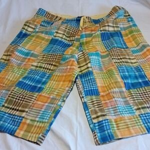 Vibrant Patchwork Flat Front Men's Shorts